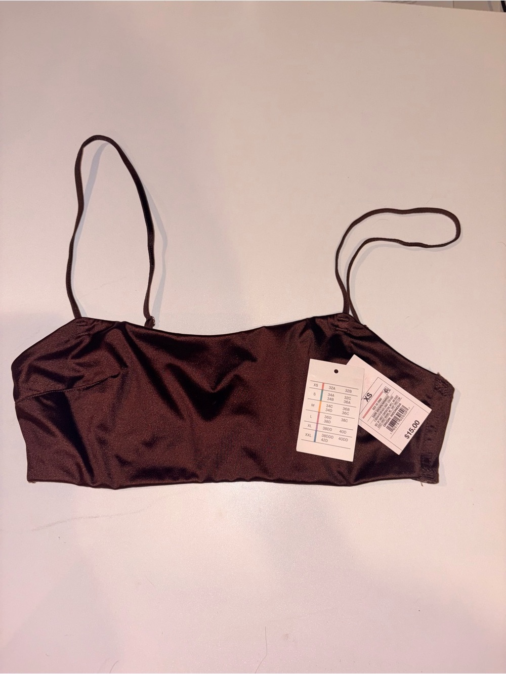 Auden Brown Satin Scoop-Neck Bralette 🤎
